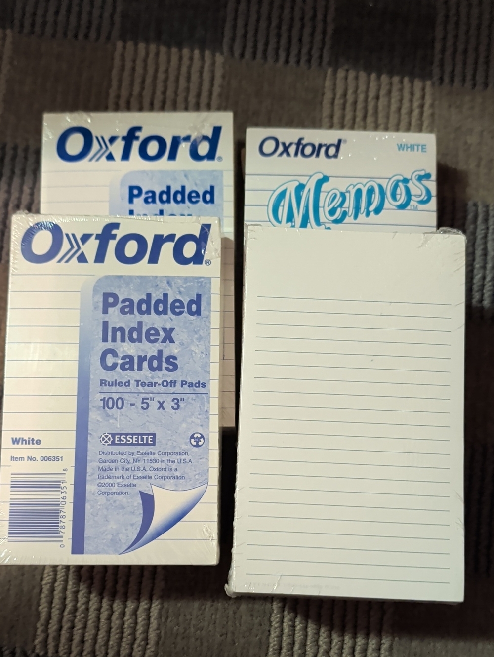 Four Packages Of Vertical Pads Of Note Cards/Index Cards. Levenger & Oxford